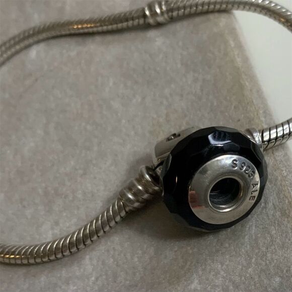 Pandora Black Murano Glass Bead Charm 925 Sterling Silver for European Bracelets - Picture 1 of 3